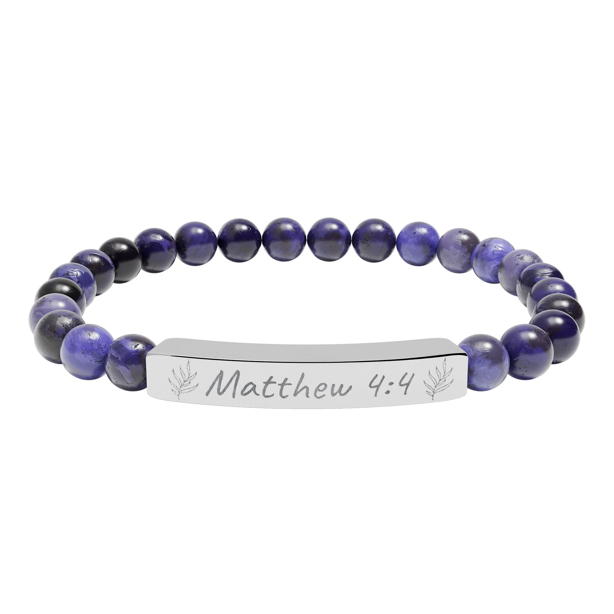 Copy of Engravable Natural Stone Stretch Bar Bracelet — Personalized Beaded Bracelet for Men & Women