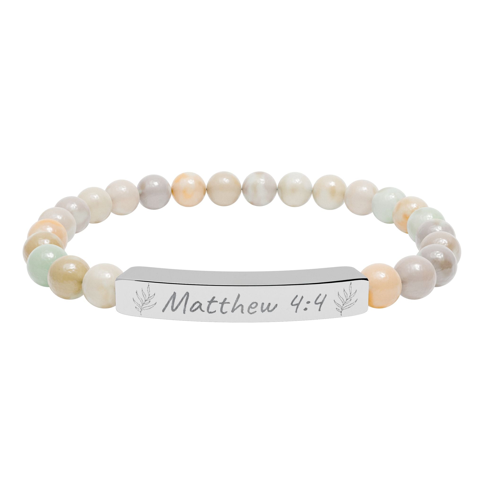 Copy of Engravable Natural Stone Stretch Bar Bracelet — Personalized Beaded Bracelet for Men & Women