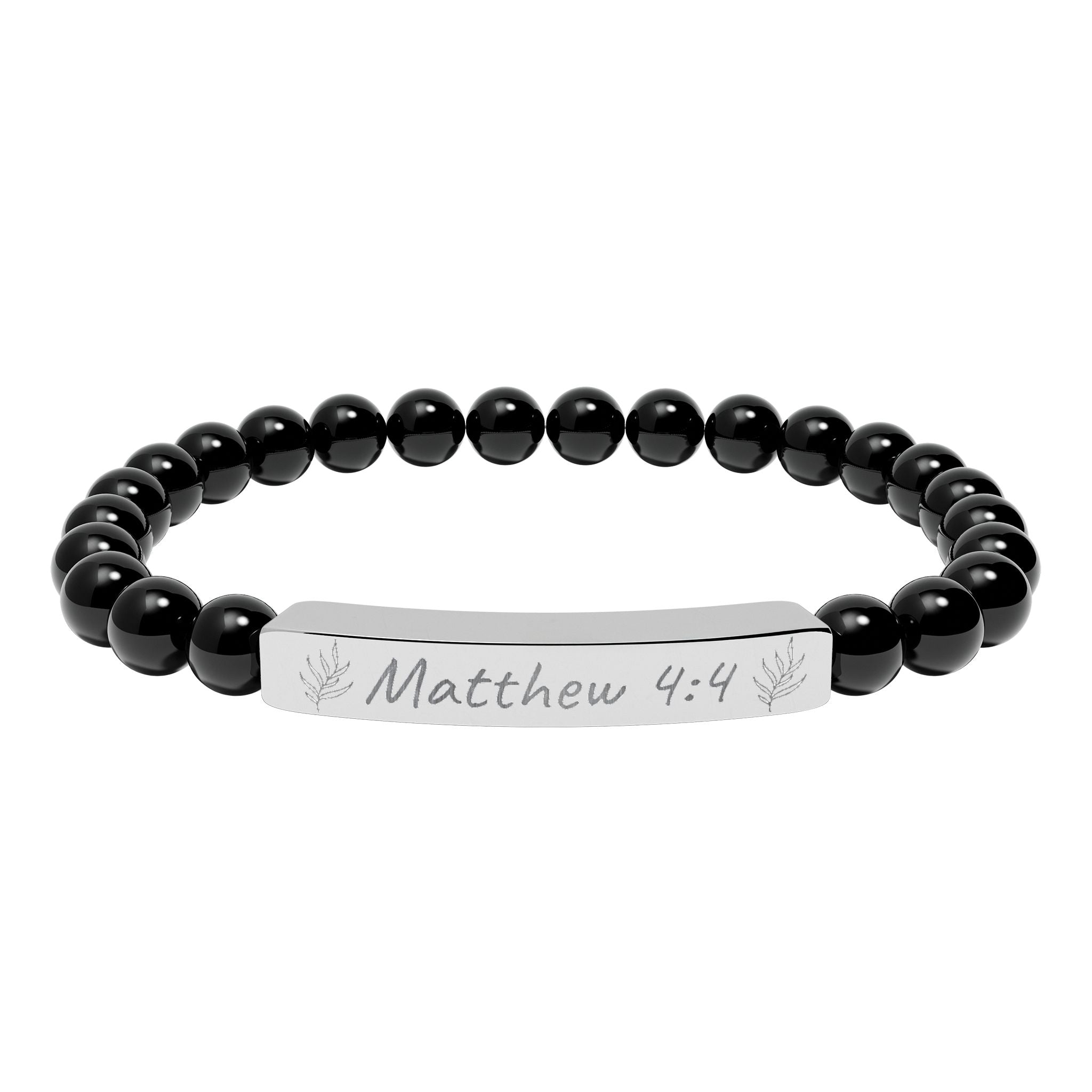 Copy of Engravable Natural Stone Stretch Bar Bracelet — Personalized Beaded Bracelet for Men & Women