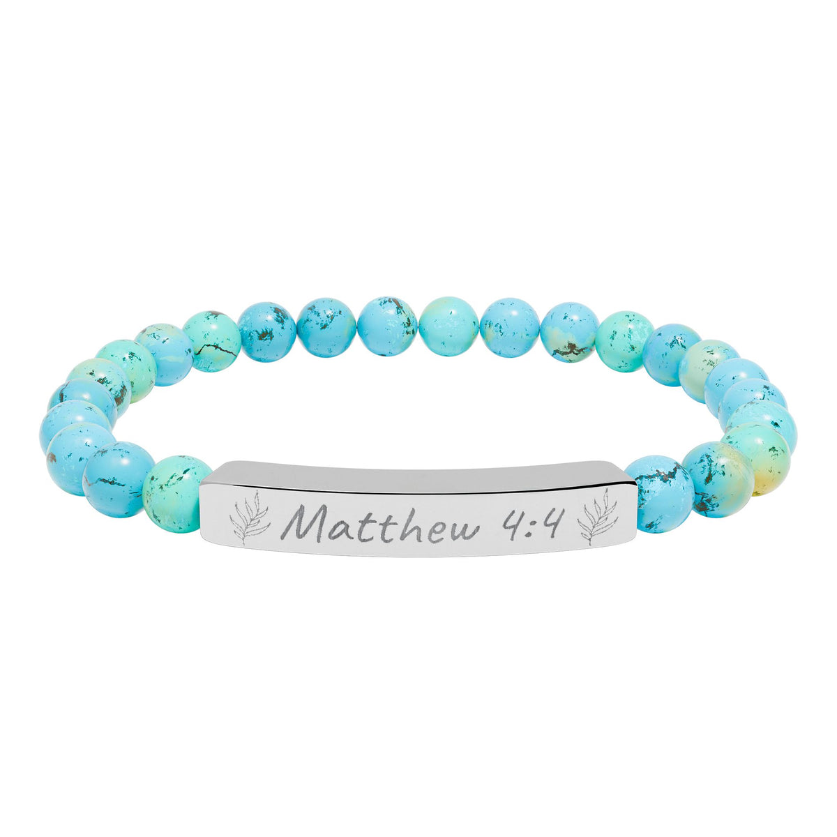 Copy of Engravable Natural Stone Stretch Bar Bracelet — Personalized Beaded Bracelet for Men & Women
